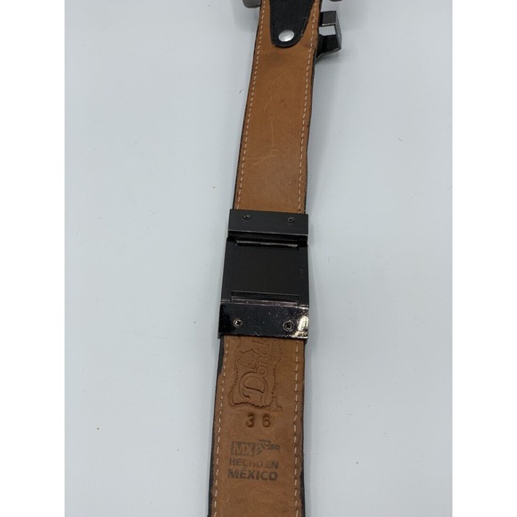 Vintage Donaldo Women's Size 36 Black Leather Tooled Embellished Western Belt - Picture 6 of 11